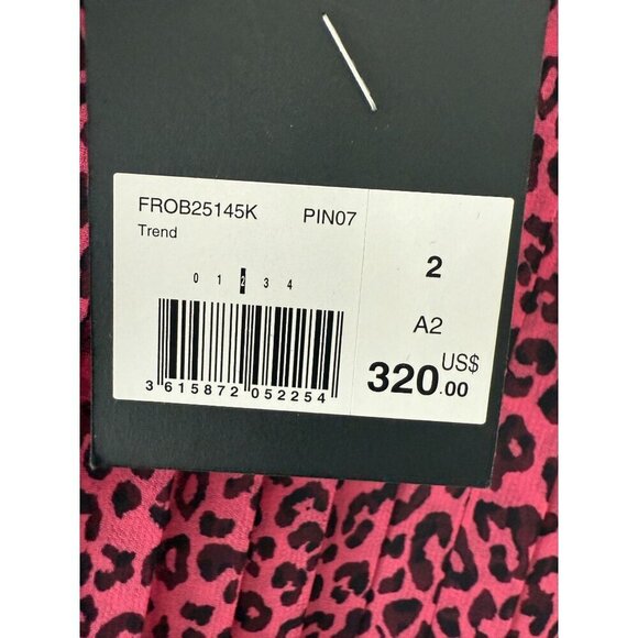 NWT THE KOOPLES Short Pleated Pink & Black Leopard Print Dress Deep V-Neck Sz 6 - Picture 2 of 15